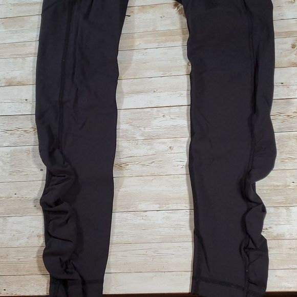 Lululemon Speed Tight IV Brushed Full Length Ruched Leggings Black Shadow Wrap 8 - Picture 7 of 14